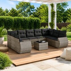 Concise 10-Piece Grey Garden Sofa Set