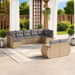 Concise Comfort: 9-Piece Outdoor Sectional Sofa Set