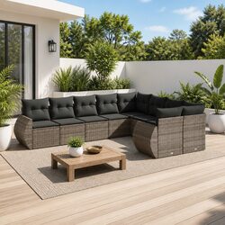 Concise 9-Piece Grey Outdoor Sofa Set - Easy Care