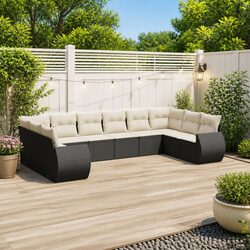 Outdoor Sectional Sofa Set 10 Piece Garden Furniture Patio Seating Black Modular