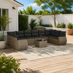 Efficient Outdoor Sectional Sofa Set in Grey - 11 Pieces