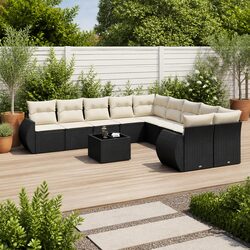 Compact 11-Piece Poly Rattan Outdoor Sofa Set