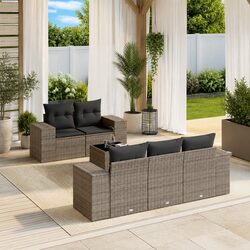 Concise 6 Piece Grey Outdoor Sofa Set for Relaxation
