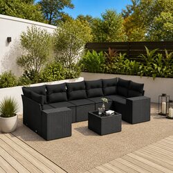 Concise Design: 8-Piece Black Outdoor Sectional Set