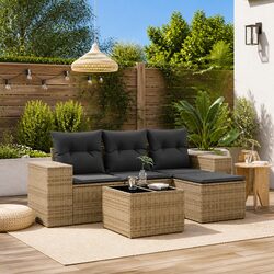 5-Piece Modular Grey Garden Sofa Set for Outdoors