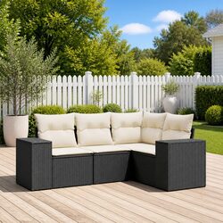 Concise 4 Piece Black Rattan Outdoor Sofa Set
