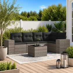 Compact 6-Piece Grey Outdoor Sofa Set
