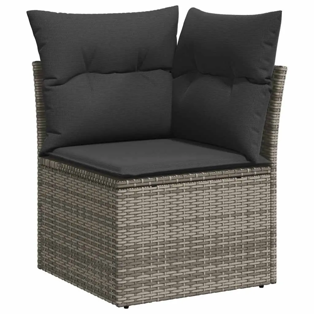 Outdoor Sectional Sofa Set 6 Piece Garden Furniture Grey Poly Rattan with