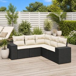 5 Piece Garden Sofa Set with Cushions Black Outdoor Patio Furniture Modular