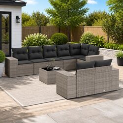 9-Piece Garden Sofa Set in Grey—Compact and Durable
