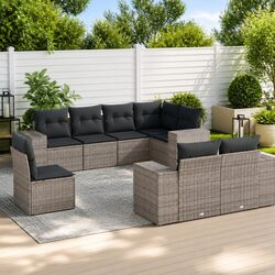 Garden Sofa Set 8 Piece Outdoor Furniture Patio Grey Cushions Modular Rebounder