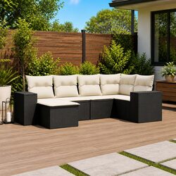 Outdoor Sofa Set 6 Piece Garden Furniture Patio Sectional Modular with Cushions