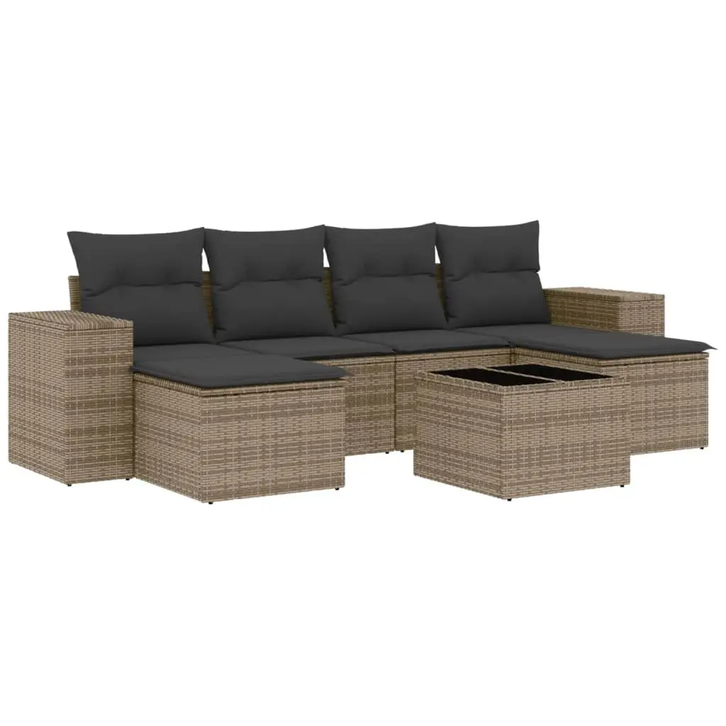 Garden Sofa Set 7 Piece Outdoor Furniture Grey Poly Rattan with Cushions Patio