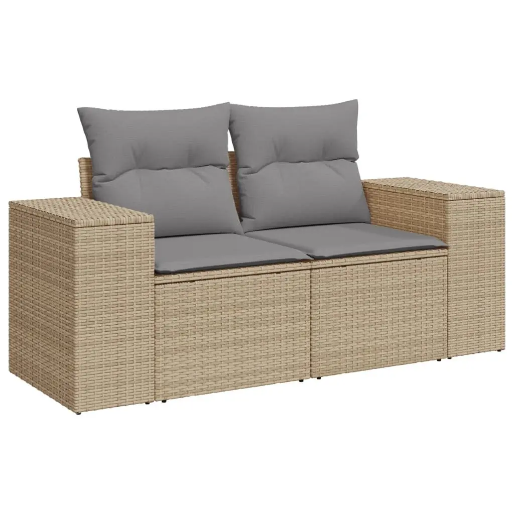 Garden Sofa Set Beige 6 Piece Outdoor Furniture Modular PE Rattan Weather Resistant