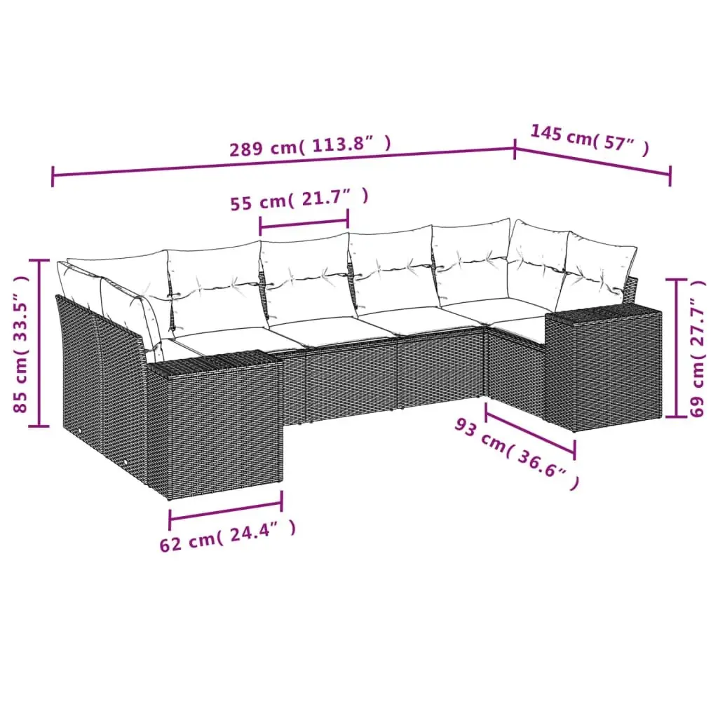 7 Piece Outdoor Garden Sofa Set with Cushions Beige Modular Patio Furniture