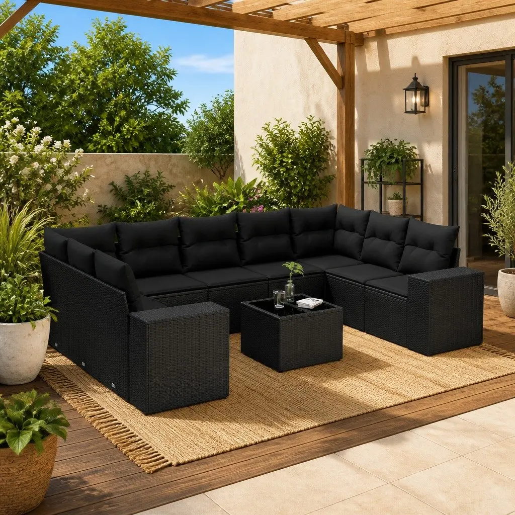 10-Piece Modular Garden Sofa Set with Cushions