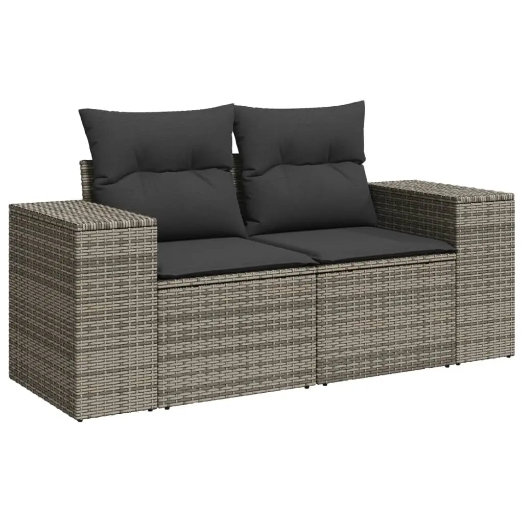 Garden Sofa Set 10 Piece Outdoor Furniture Grey Poly Rattan with Cushions Patio