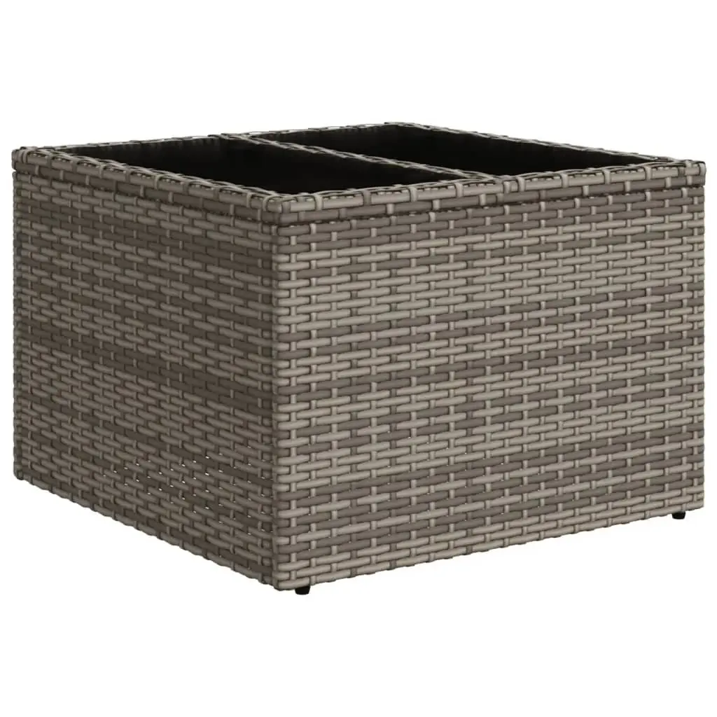Garden Sofa Set Grey 10 Piece Modular Outdoor Furniture PE Rattan with Thick Cushions and Tempered Glass Tabletop