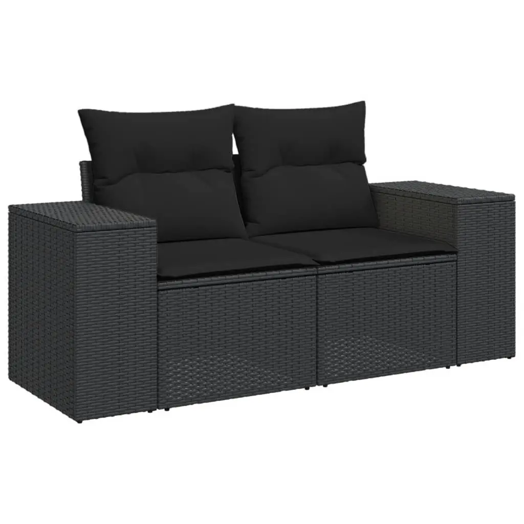 Garden Sofa Set 10 Piece Outdoor Furniture Black Poly Rattan Modular Patio