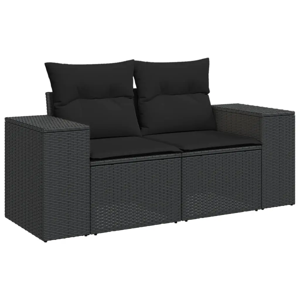 Garden Sofa Set Black 10 Piece Modular Seating with Cushions