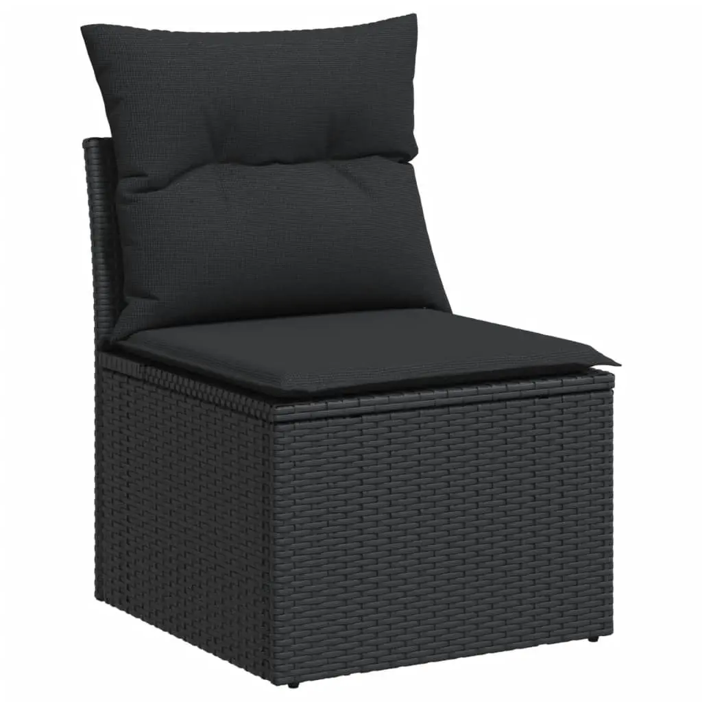 Garden Sofa Set Black 10 Piece Modular Outdoor Furniture with Cushions