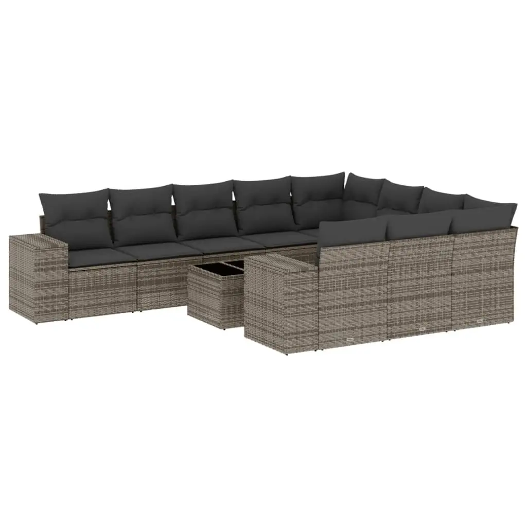 Garden Sofa Set Grey 11 Piece Outdoor Furniture Poly Rattan Patio Lounge