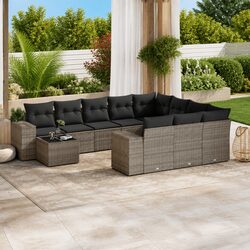 Garden Sofa Set 11 Piece Outdoor Furniture Patio Lounge Grey Poly Rattan
