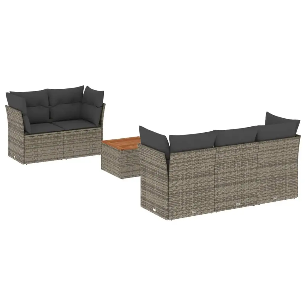 Garden Sofa Set 6 Piece Outdoor Furniture Patio Grey Poly Rattan Modular