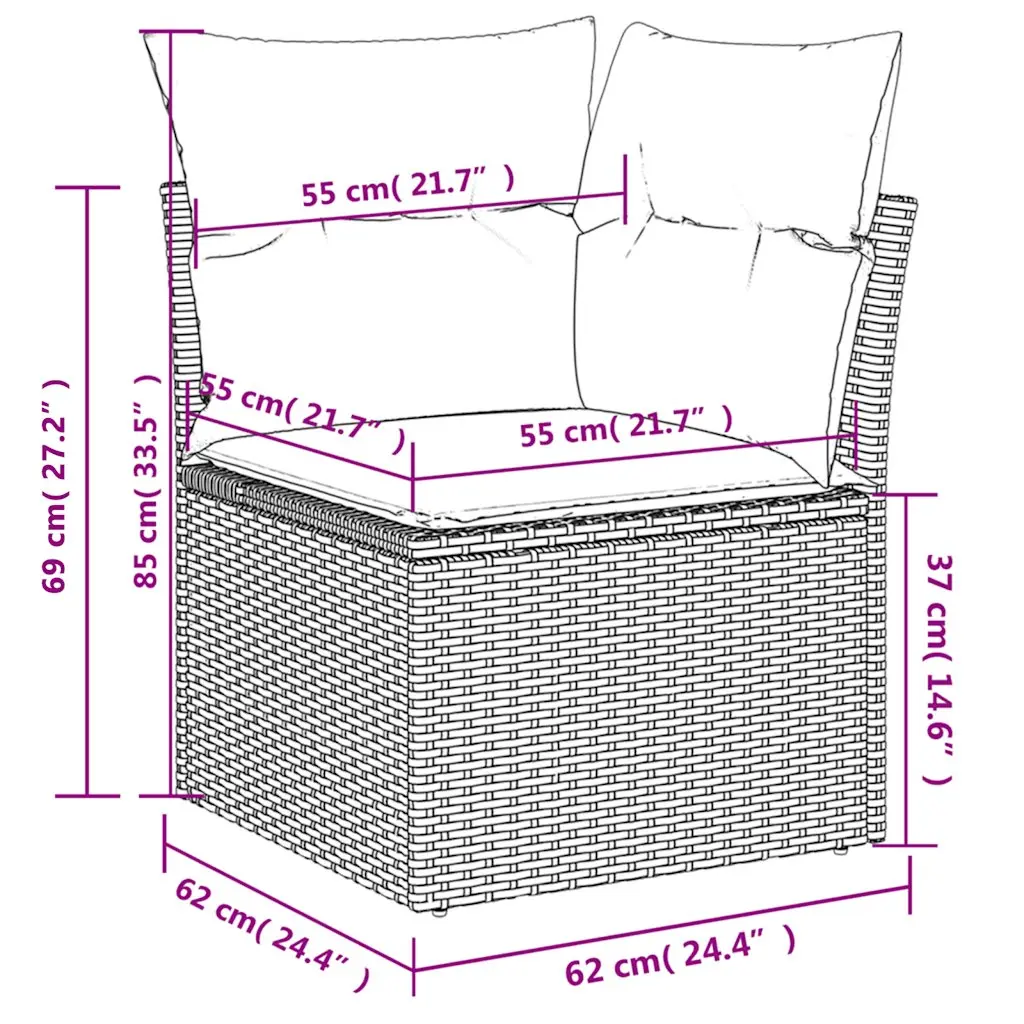 Garden Sofa Set 6 Piece Outdoor Furniture Patio Grey Poly Rattan Modular