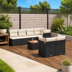 Elegant 8 Piece Black Modular Garden Sofa Set