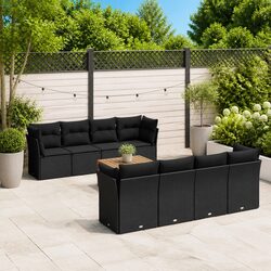Compact 9 Piece Outdoor Sofa Set with Cushions