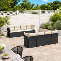Garden Sofa Set 9 Piece Outdoor Furniture Patio Lounge Black Poly Rattan