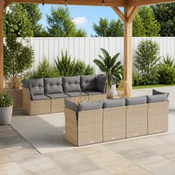 Garden Sofa Set 9 Piece Outdoor Furniture Patio Beige with Cushions Modular