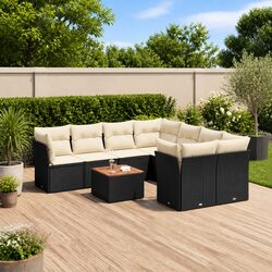 Compact and Stylish 9 Piece Black Sofa Set for Outdoors