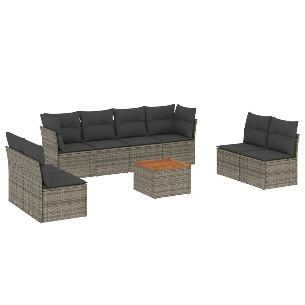 9 Piece Garden Sofa Set Grey Outdoor Furniture Patio Lounge with Cushions