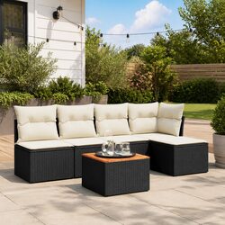 Concise 6-Piece Outdoor Modular Sofa Set in Black
