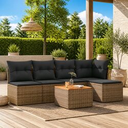 Garden Sofa Set 6 Piece Outdoor Furniture Patio Seating Grey with Cushions