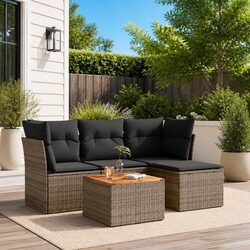 5 Piece Modular Grey Outdoor Sofa Set