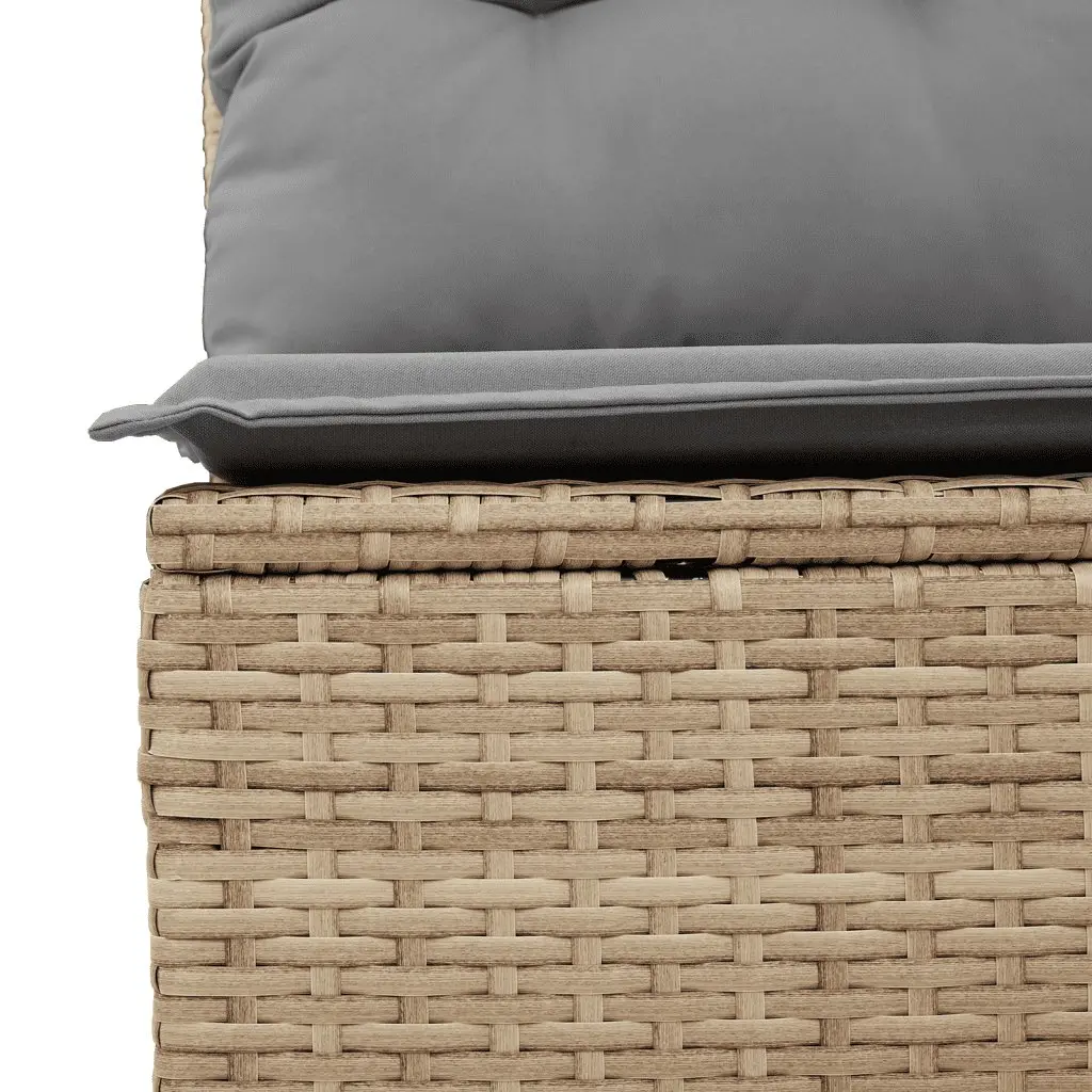 5 Piece Outdoor Garden Sofa Set with Cushions Beige Poly Rattan Patio Furniture