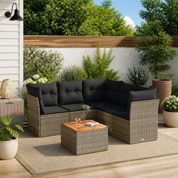 Garden Sofa Set 6 Piece Outdoor Furniture Grey Patio Seating with Cushions