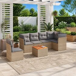 7 Piece Garden Sofa Set with Comfortable Beige Cushions