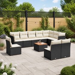 Compact 11-Piece Black Garden Sofa Set for Outdoor Living