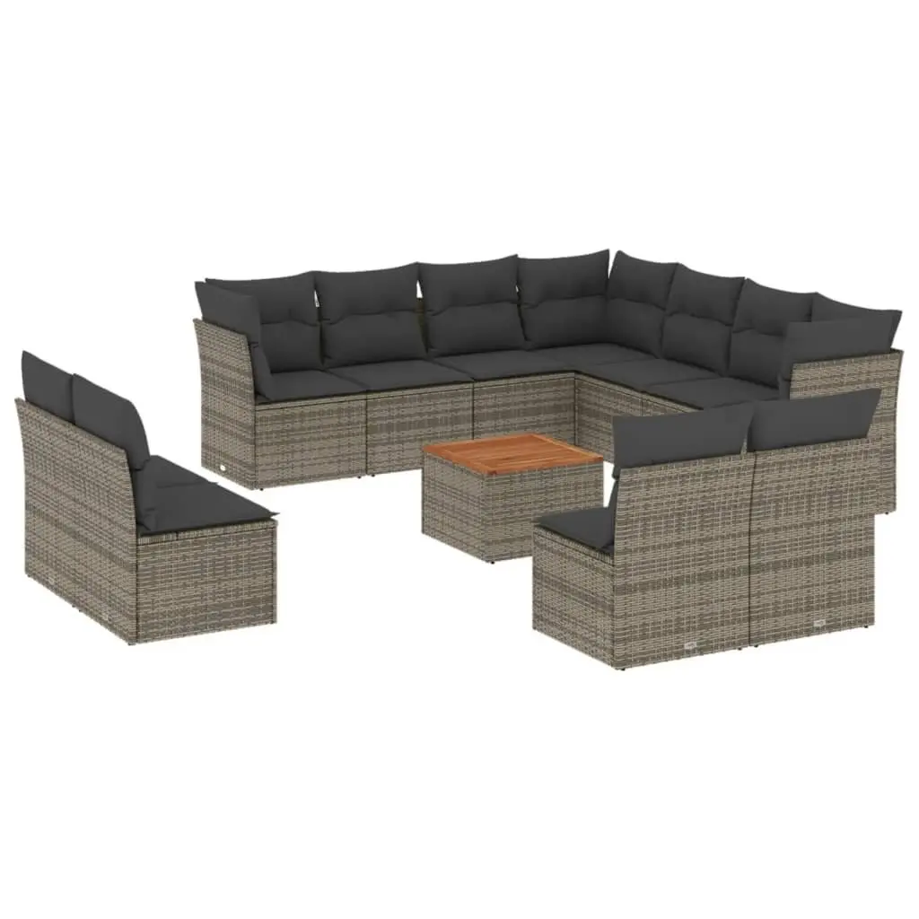 Garden Sofa Set Grey 12 Piece Outdoor Furniture Patio Seating Poly Rattan