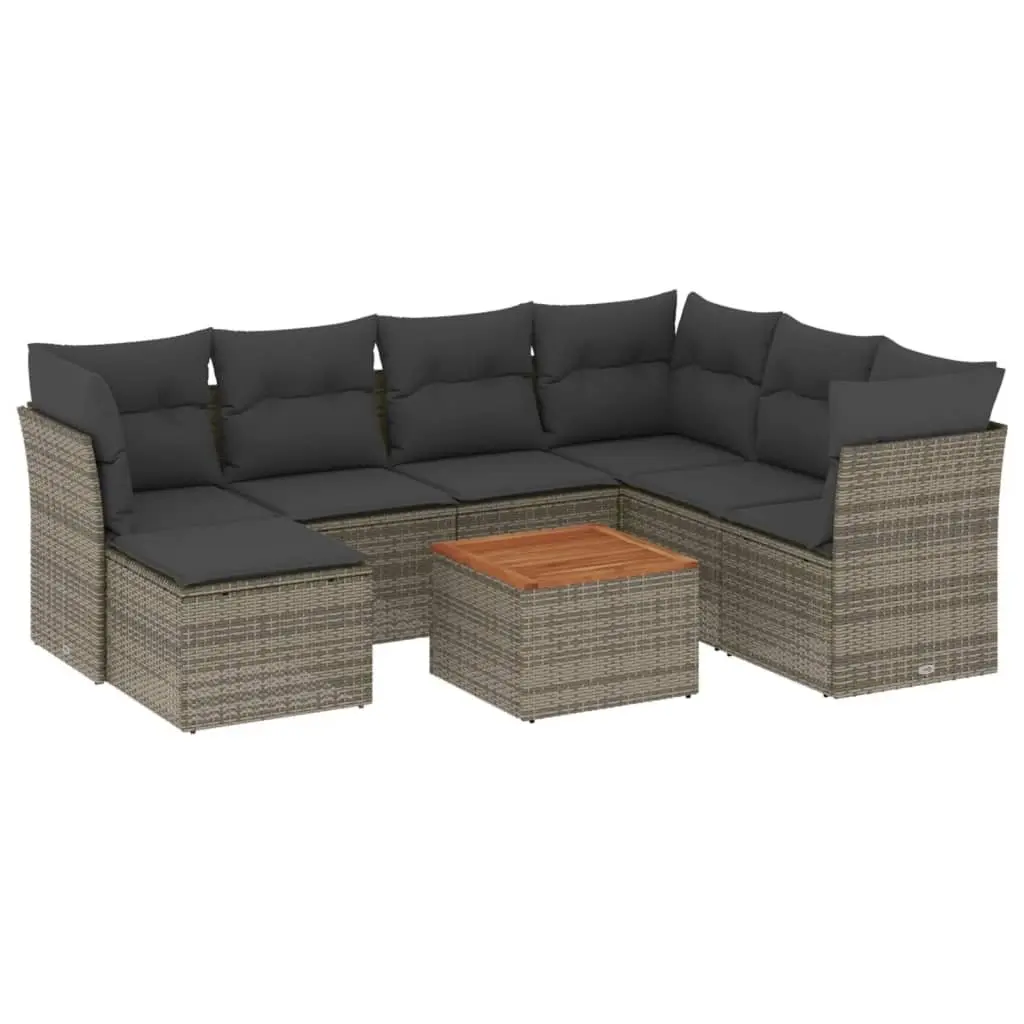 Garden Sofa Set 8 Piece Outdoor Furniture Patio Lounge Grey Cushions Modular