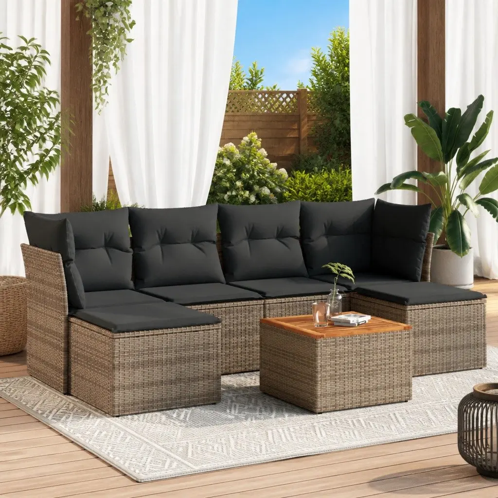 Garden Sofa Set 7 Piece Outdoor Furniture Patio Seating Grey with Cushions