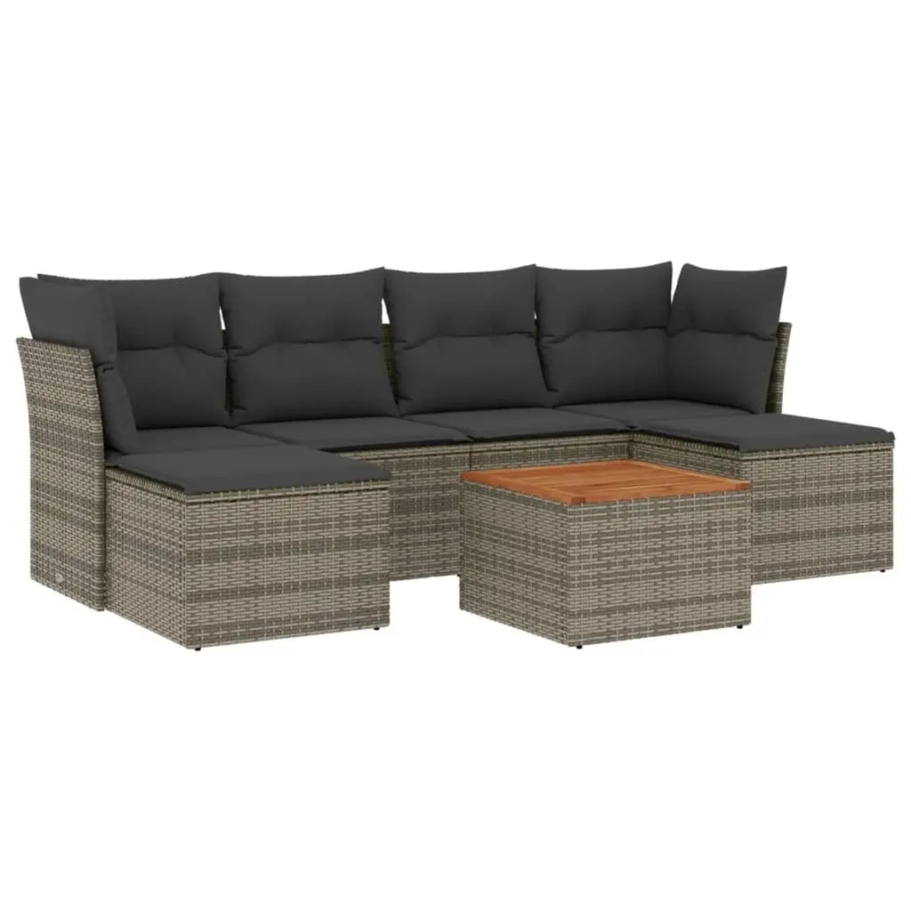 Garden Sofa Set 7 Piece Outdoor Furniture Patio Seating Grey with Cushions
