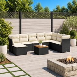 Garden Sofa Set 9 Piece Outdoor Furniture Modular Black Patio Lounge with