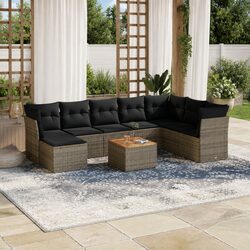 9 Piece Outdoor Sofa Set in Grey Rattan