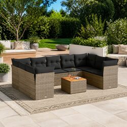 Garden Sofa Set 10 Piece Outdoor Furniture Patio Conversation Grey Rattan