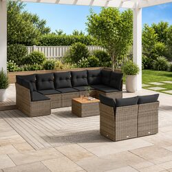 10-Piece Grey Rattan Sofa Set